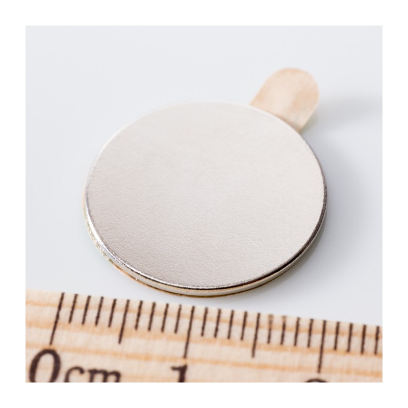 Magnet neodim cu autocolantă 3M, diam.20x1 mm, grosime autocolantă 0,06 mm