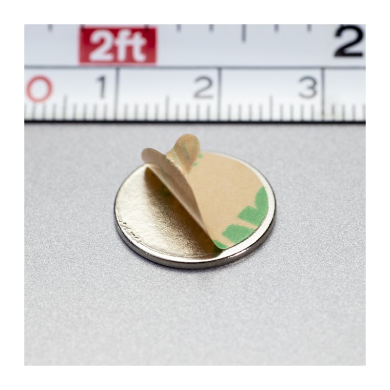 Magnet neodim cu autocolantă 3M, diam.15x1 mm, grosime autocolantă 0,06 mm