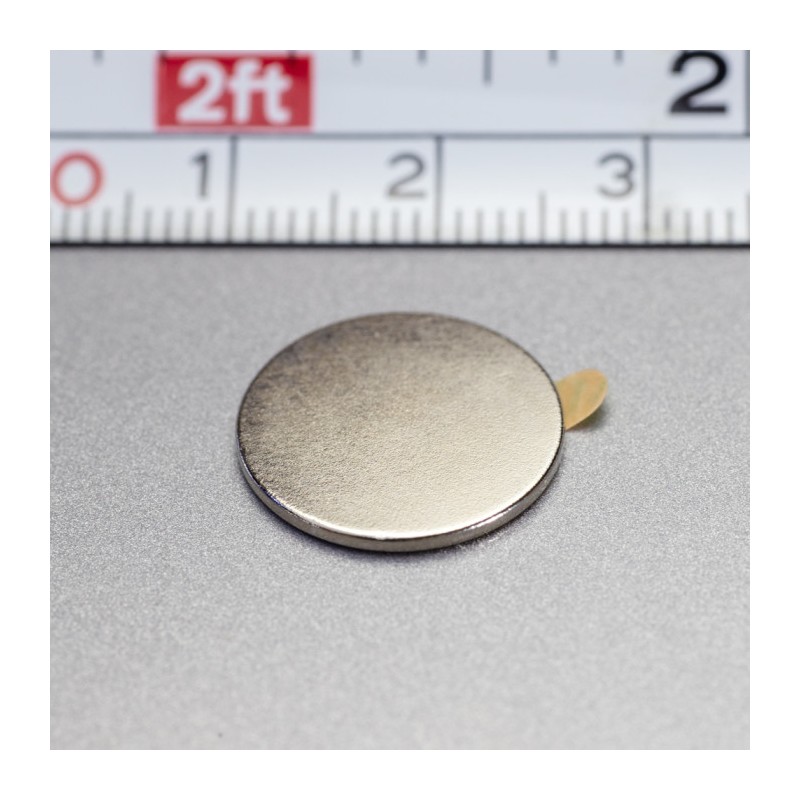 Magnet neodim cu autocolantă 3M, diam.15x1 mm, grosime autocolantă 0,06 mm