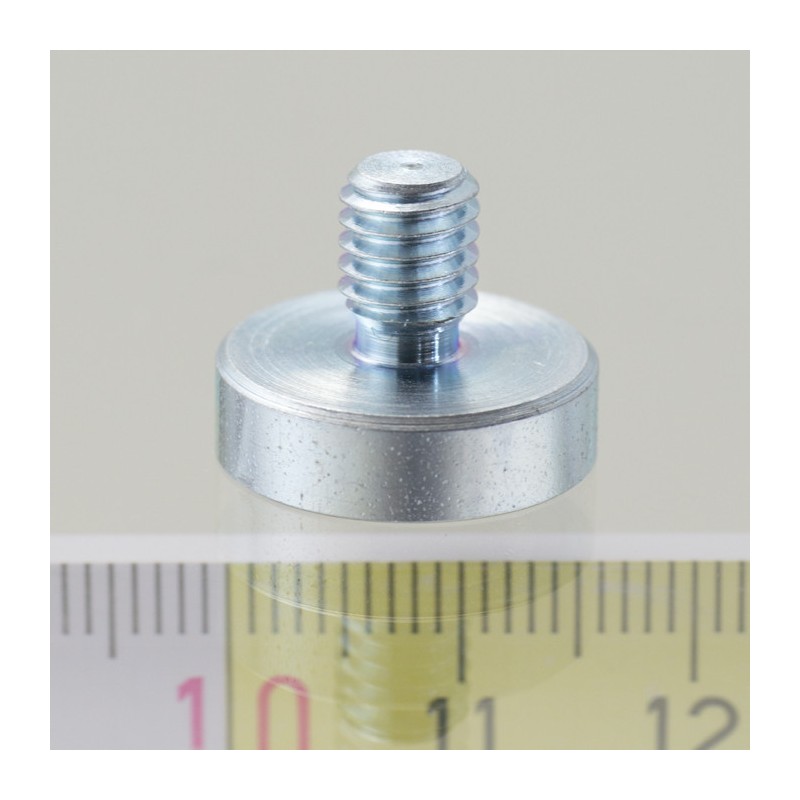 Magnet oală cu coadă, diam. 16 x înălțime 4,5 mm cu filet exterior M6, înălțime filet 10 mm