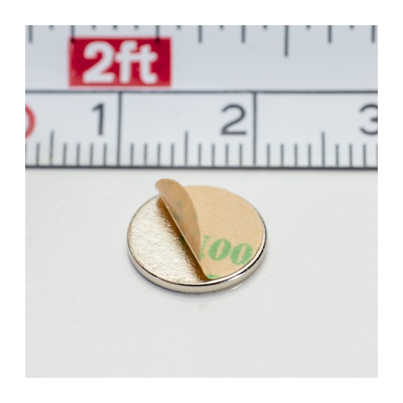 Magnet neodim cu autocolantă 3M, diam.10x1 mm, grosime autocolantă 0,06 mm