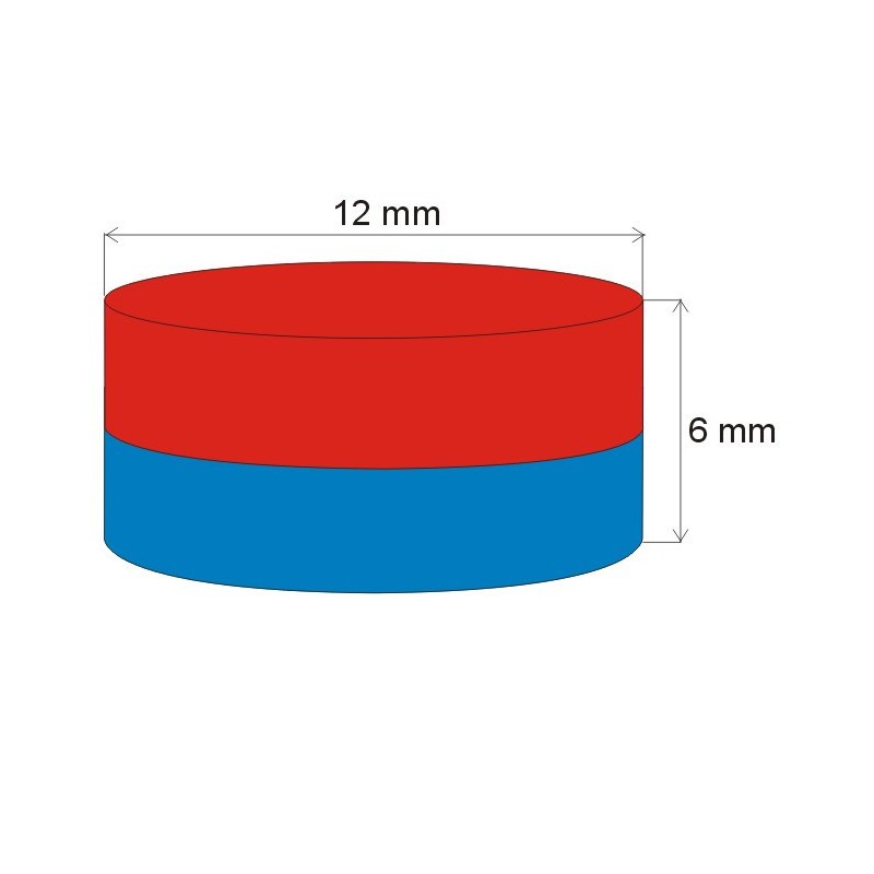 Magnet neodim cilindru cu diam.12x6 N 80 °C, VMM8-N45