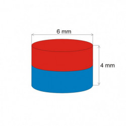 Magnet neodim cilindru cu diam.6x4 N 80 °C, VMM4-N35