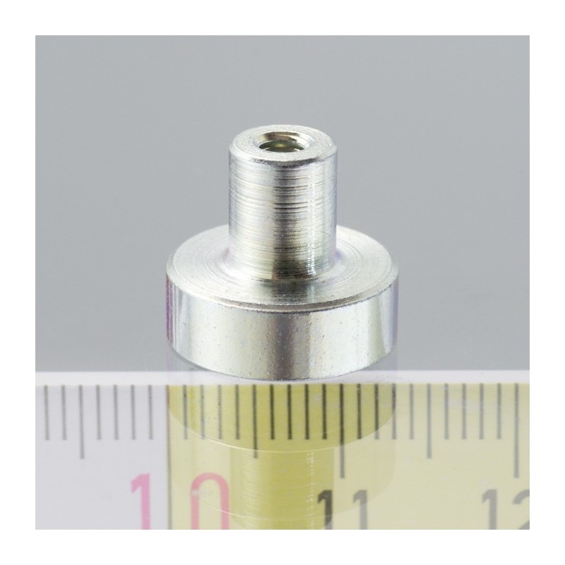 Magnet oală cu coadă, diam. 13, înălțime 4,5 mm cu filet interior M3. lungime filet 7 mm.
