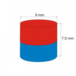 Magnet neodim cilindru cu diam.6x7,5 N 80 °C, VMM4-N35