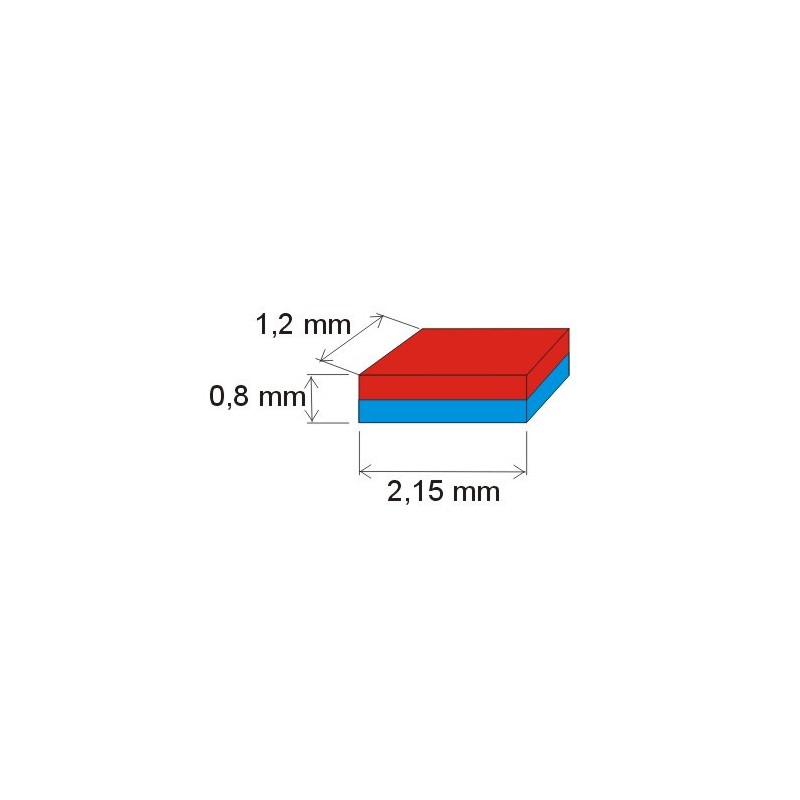 Magnet neodim bloc 2,15x1,2x0,8 N 150 °C, VMM8SH-N45SH