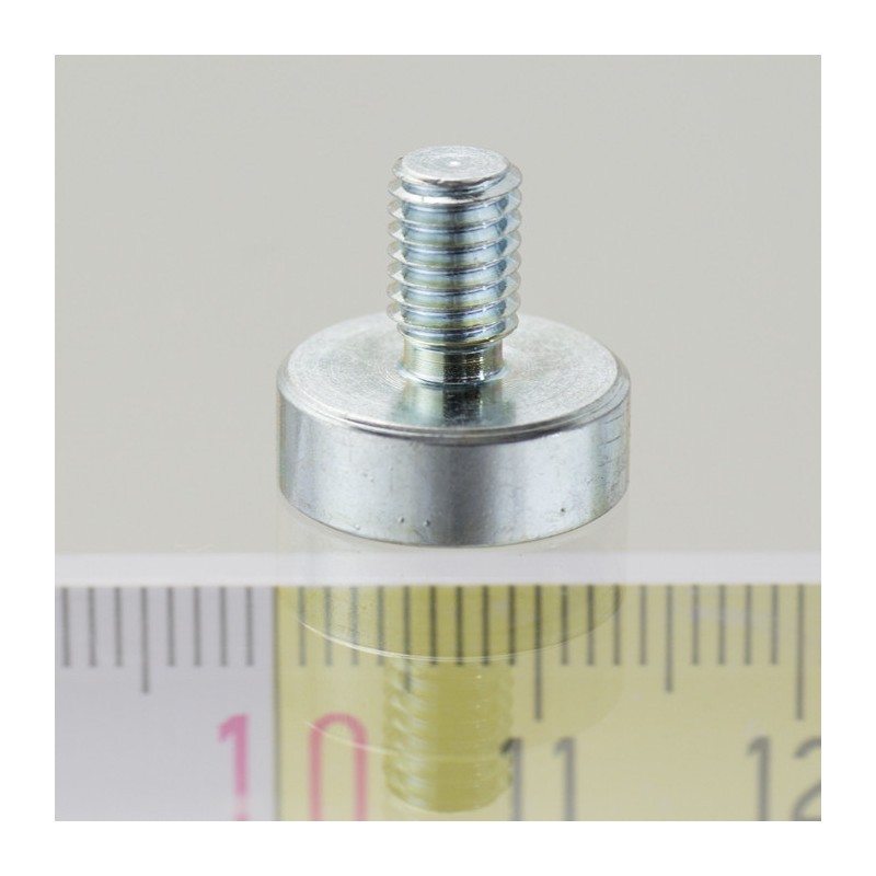 Magnet oală cu coadă, diam. 13 x înălțime 4,5 mm cu filet exterior M5. lungime filet 8 mm.