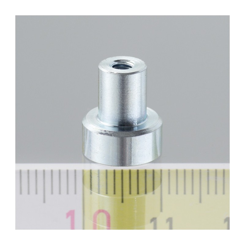 Magnet oală cu coadă, diam. 10 x înălțime 4,5 mm cu filet interior M3, înălțime filet 7 mm
