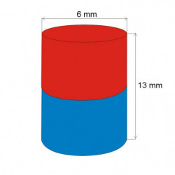 Magnet neodim cilindru cu diam.6x13 N 80 °C, VMM9-N48