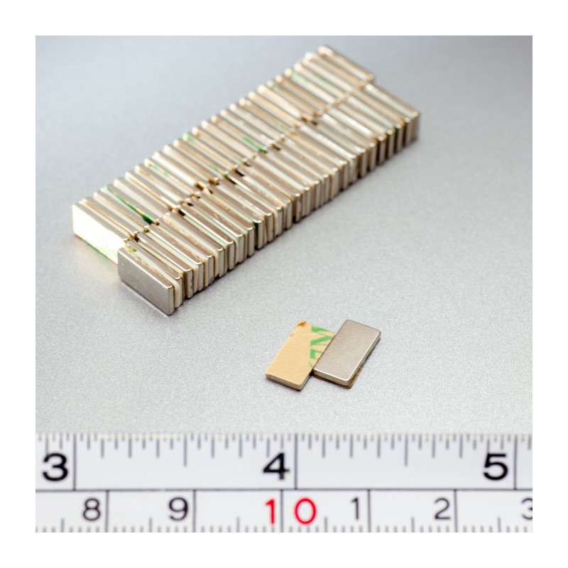 Magnet neodim cu autoadeziv 3M, 10x5x1 mm, grosime autocolantă 0,06 mm