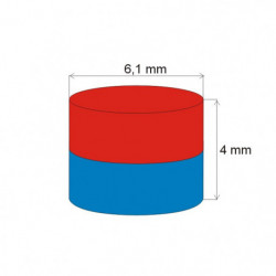 Magnet neodim cilindru cu diam.6,1x4 N 80 °C, VMM4-N35
