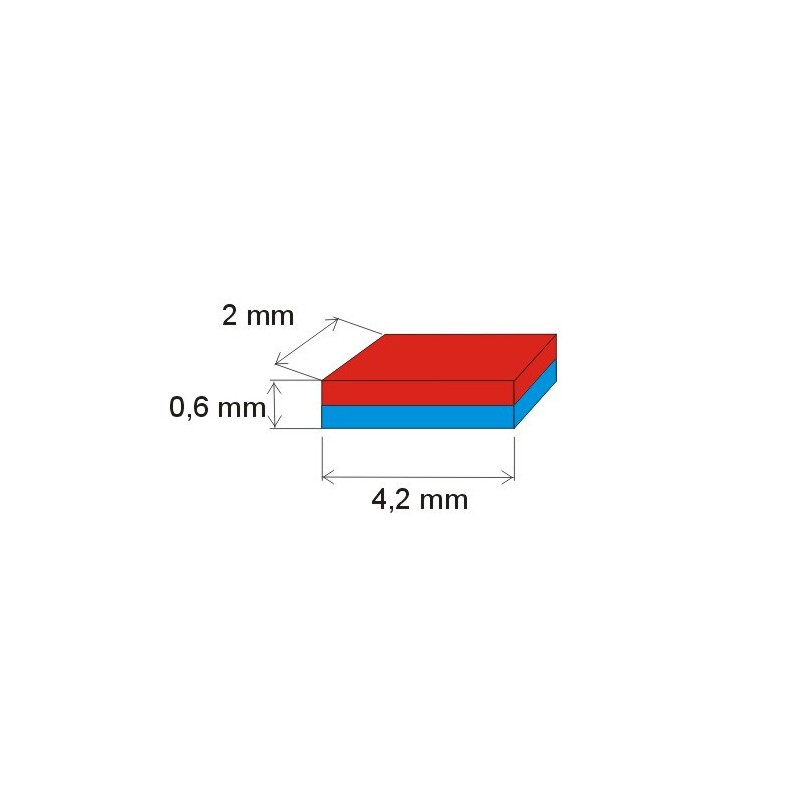 Magnet neodim bloc 4,2x2x0,6 N 150 °C, VMM8SH-N45SH