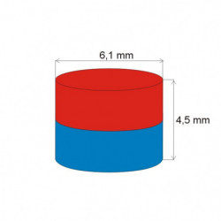 Magnet neodim cilindru cu diam.6,1x4,5 N 80 °C, VMM10-N50