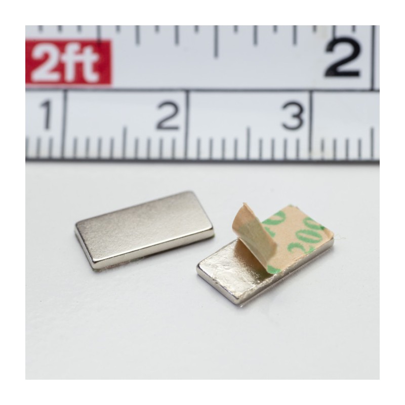 Magnet neodim cu autoadeziv 3M, 10x5x1 mm, grosime autocolantă 0,06 mm, SET N/S, conține doi magneți care se atrag