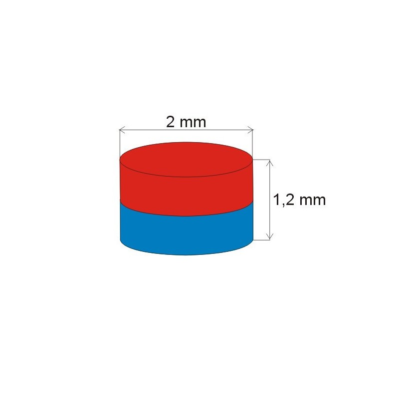 Magnet neodim cilindru cu diam.2x1,2 N 150 °C, VMM8SH-N45SH