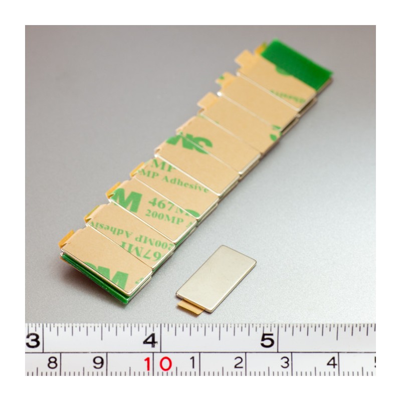 Magnet neodim cu autoadeziv 3M, 15x8x1 mm, grosime autocolantă 0,06 mm