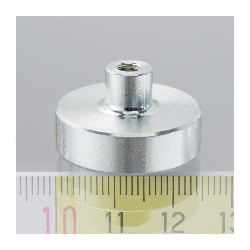 Magnet oală cu coadă, diam. 25 x înălțime 7 mm cu filet interior M4, înălțime filet 7 mm, magnet SmCo