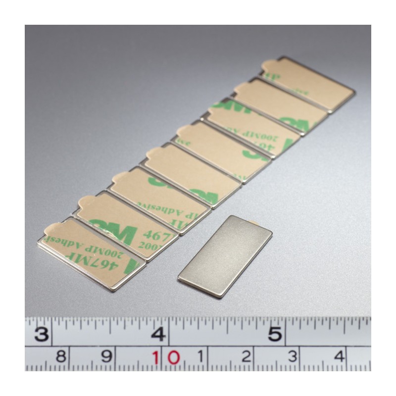 Magnet neodim cu autoadeziv 3M, 20x10x1 mm, grosime autocolantă 0,06 mm