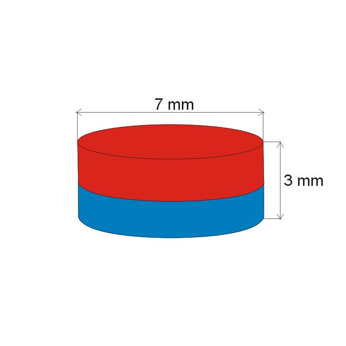Magnet neodim cilindru cu diam.7x3 N 80 °C, VMM7-N42