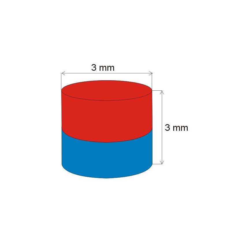 Magnet neodim cilindru cu diam.3x3 N 80 °C, VMM8-N45