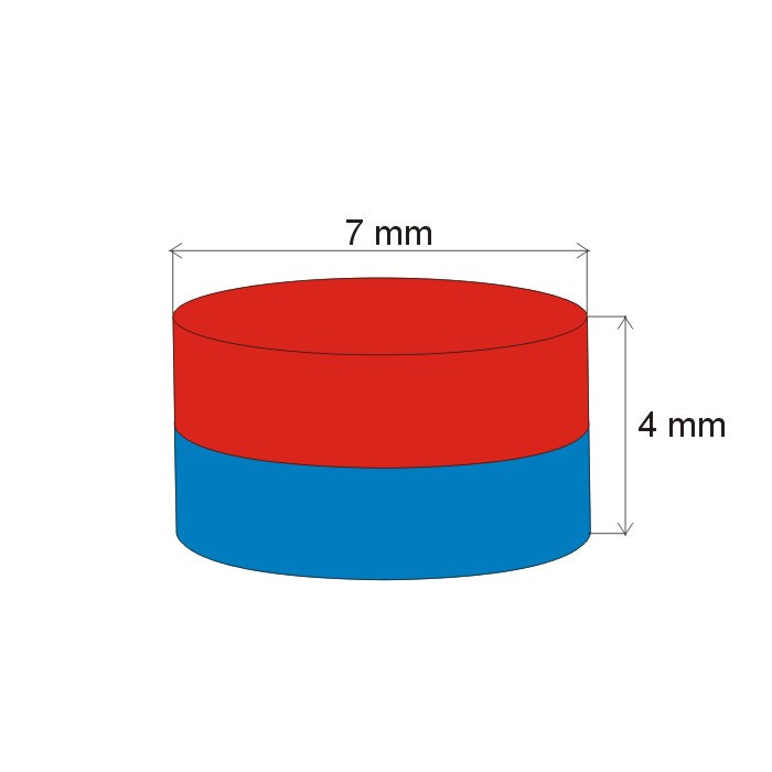 Magnet neodim cilindru cu diam.7x4 N 80 °C, VMM7-N42