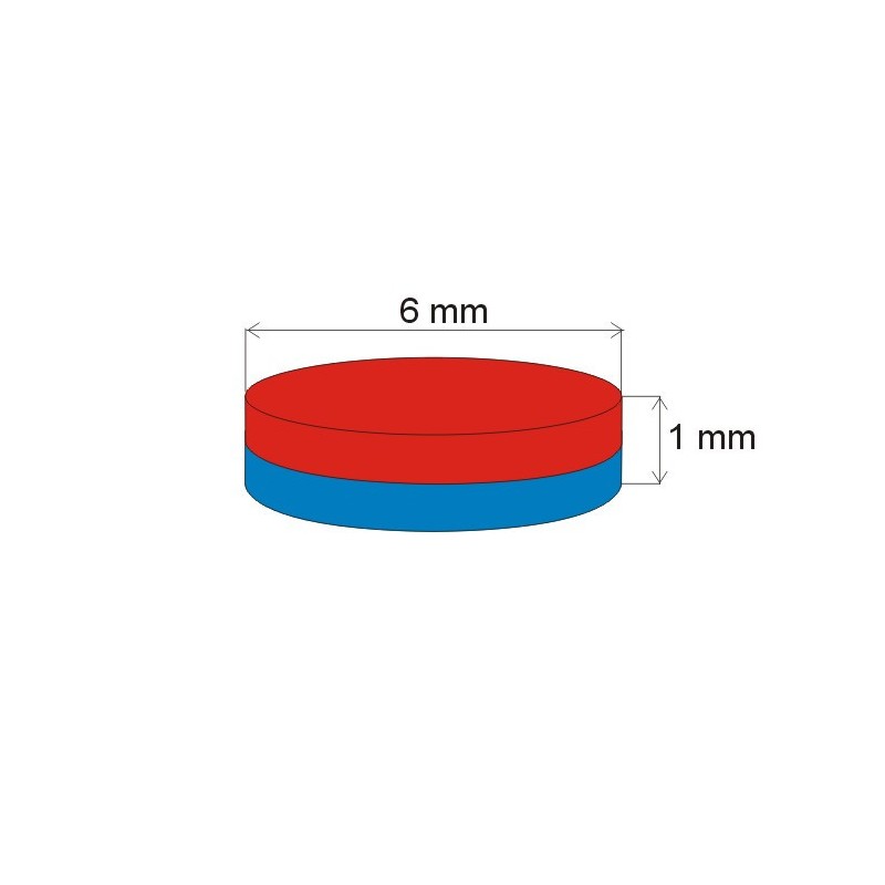 Magnet neodim cilindru cu diam.6x1 N 80 °C, VMM8-N45