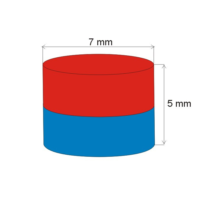 Magnet neodim cilindru cu diam.7x5 N 80 °C, VMM7-N42