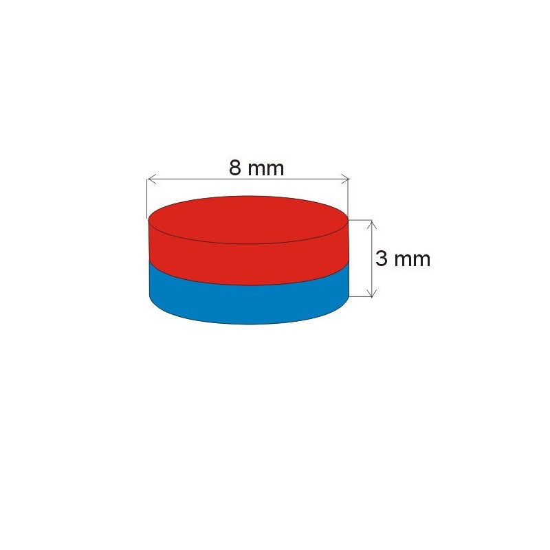Magnet neodim cilindru cu diam.8x3 N 80 °C, VMM8-N45