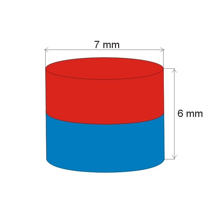Magnet neodim cilindru cu diam.7x6 N 80 °C, VMM7-N42