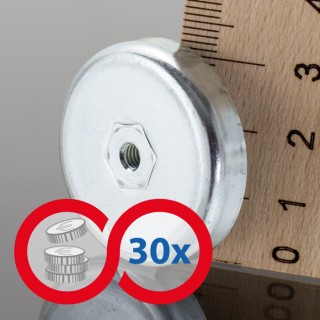 Magnet oală diam. 32 x înălțime 7 mm cu filet interior M4-6H - set 30 buc