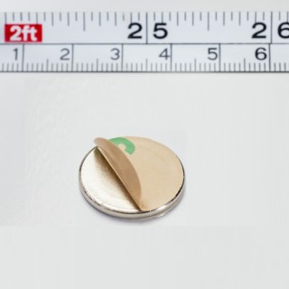 Magnet neodim cu autocolantă 3M, diam.20x2 mm, grosime autocolantă 0,06 mm