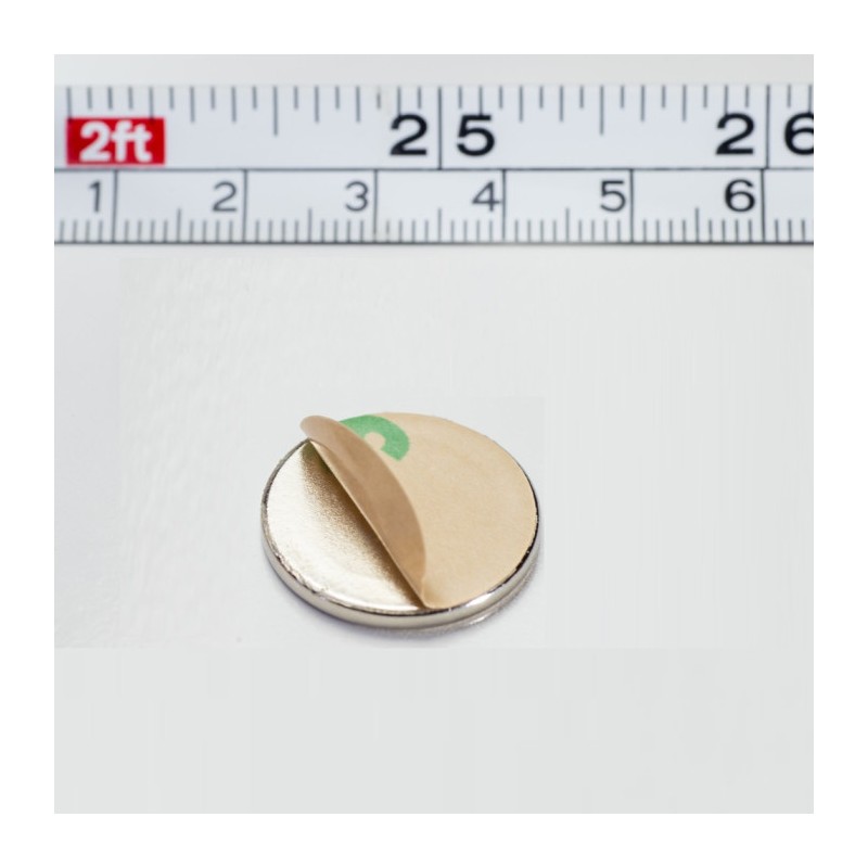 Magnet neodim cu autocolantă 3M, diam.20x2 mm, grosime autocolantă 0,06 mm