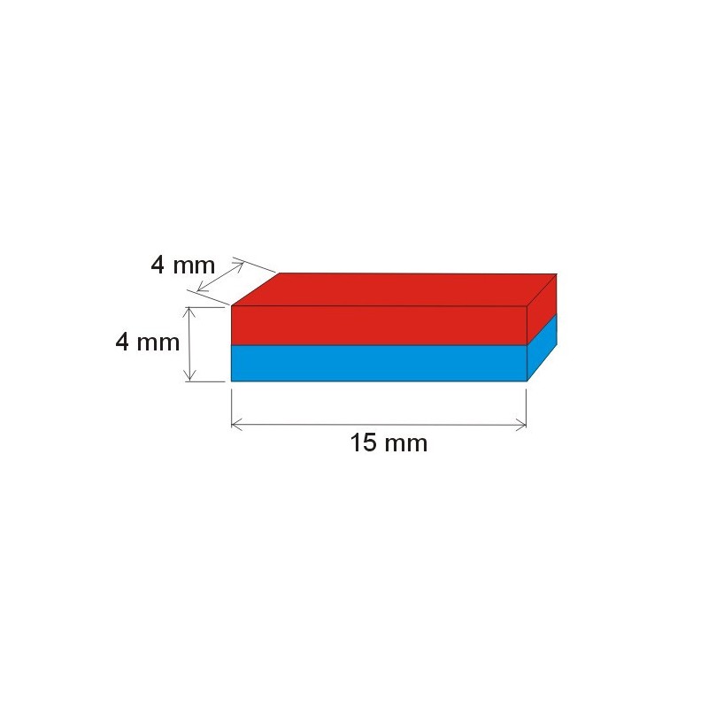 Magnet neodim bloc 15x4x4 N 80 °C, VMM8-N45