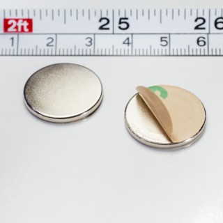 Magnet neodim cilindru cu autoadeziv cu diam.20x2 N 80 °C SV, VMM4-N35, SET N/S, conține doi magneți care se atrag