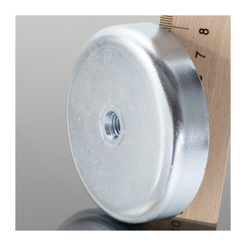 Magnet oală diam. 80 x înălțime 18 mm cu filet interior M10