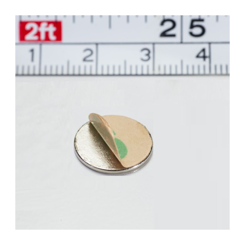 Magnet neodim cu autocolantă 3M, diam.13x1 mm, grosime autocolantă 0,06 mm
