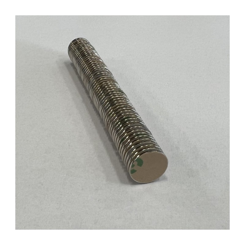 Magnet neodim cu autocolantă 3M, diam.13x1 mm, grosime autocolantă 0,06 mm