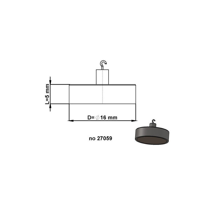 Oală magnetică cu cârlig (cârlig magnetic) diam. 16 F