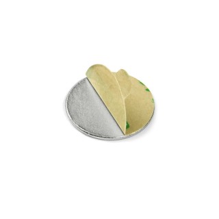 Magnet neodim cu autocolantă 3M, diam.18x1 mm, grosime autocolantă 0,06 mm