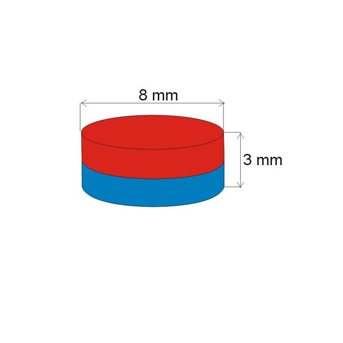 Magnet neodim cilindru cu diam.8x3 N 80 °C, VMM8-N45