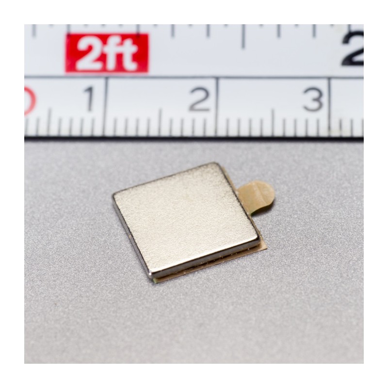 Magnet neodim cu autoadeziv 3M, 10x10x1 mm, grosime autocolantă 0,06 mm