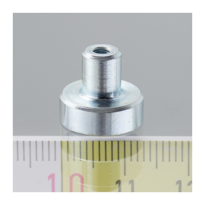 Magnet oală cu coadă, diam. 13 x înălțime 4,5 mm cu filet interior M3, înălțime filet 7 mm