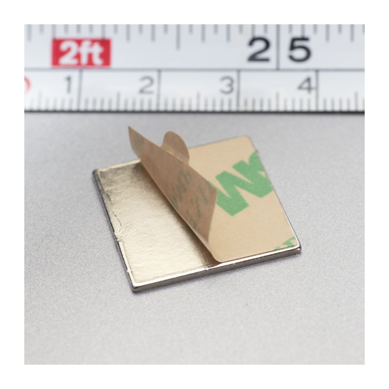 Magnet neodim cu autoadeziv 3M, 20x20x1 mm, grosime autocolantă 0,06 mm