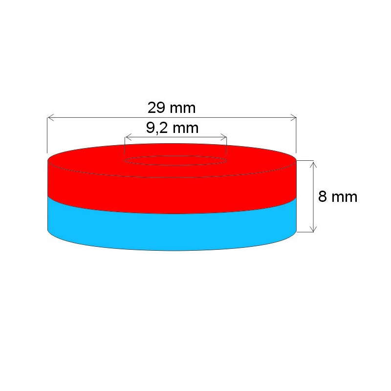 Magnet neodim inel cu diam.29x diam.9,2x8 N 120 °C, VMM9H-N48H