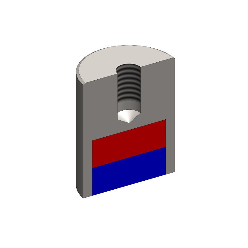 Magnet oală cilindru diam. 6 x înălțime 11,5 mm cu filet interior M3, înălțime filet 7 mm