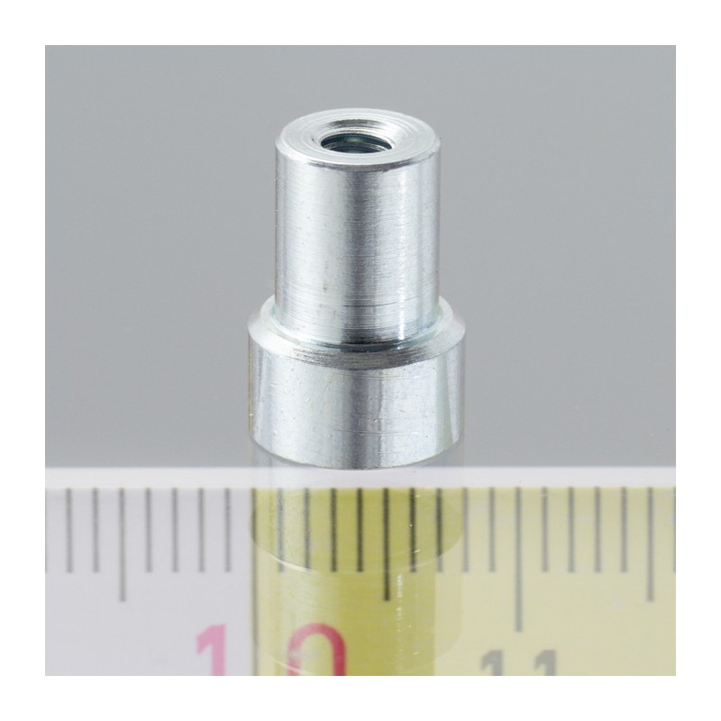 Magnet oală cu coadă, diam. 8 x înălțime 4,5 mm cu filet interior M3, înălțime filet 7 mm