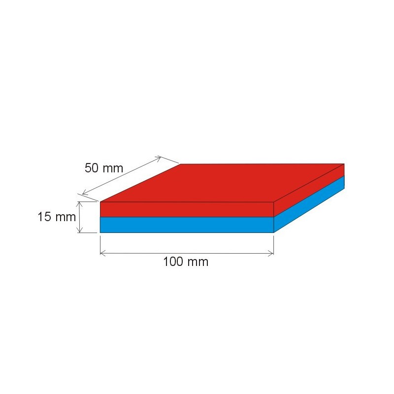 Magnet neodim bloc 100x50x15 N 120 °C, VMM4H-N35H