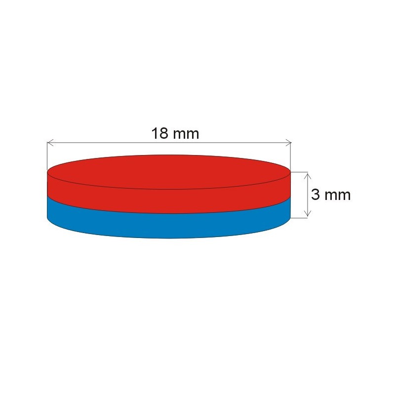 Magnet neodim cilindru cu diam.18x3 N 80 °C, VMM4-N35
