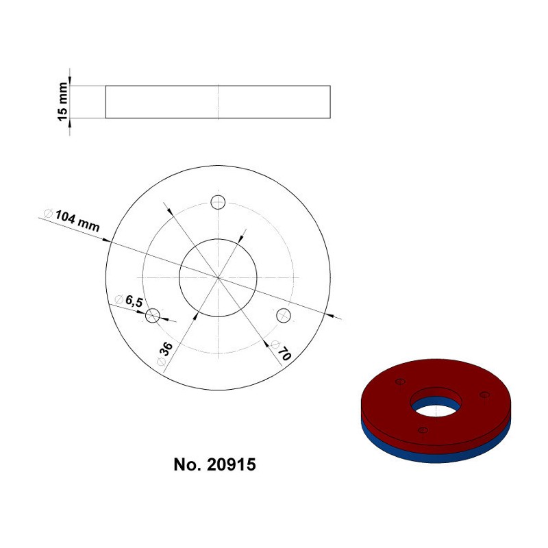 Magnet neodim inel cu diam.104x diam.36x15 N 80 °C, VMM9-N48