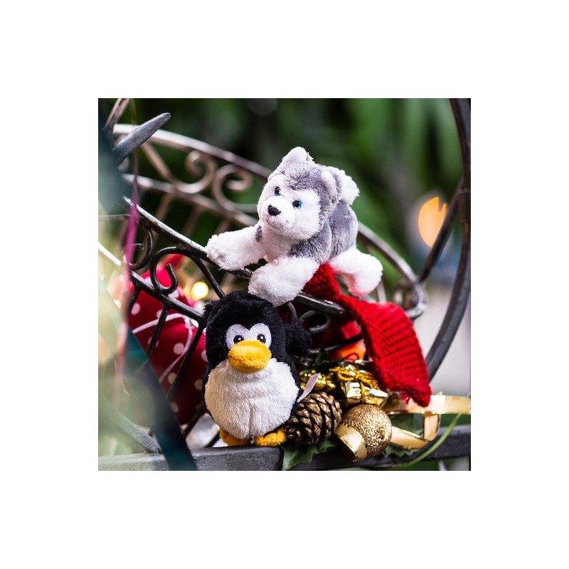 Magnet de pluș „husky” – 2 x magnet cusut în picioarele din față